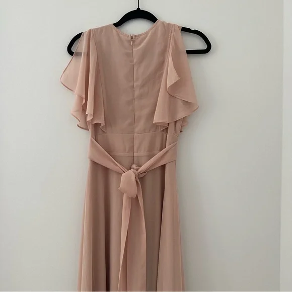 Lulu’s Dearly Loved Blush Pink Flutter Sleeve Maxi Dress Bridesmaids - Picture 8 of 11